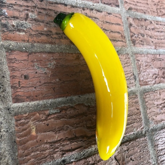 Glass Banana Yellow with Green Stem 7 1/2”L - Picture 2 of 3